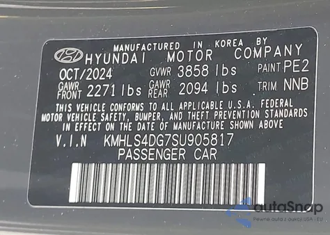 2025 Hyundai Elantra Sel Convenience z USA, uszkodzony, nr VIN KMHLS4DG7SU905817